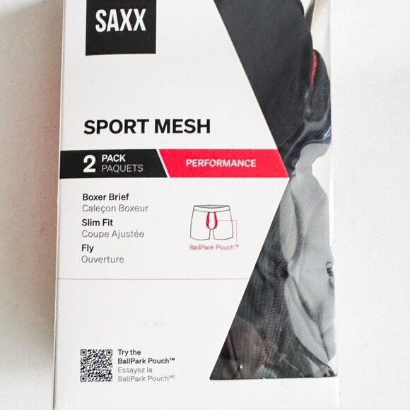 SAXX Sport Mesh 2Pack Boxer Brief Slim Fit Black and Grey XXL - Picture 2 of 4